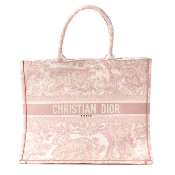 COPY - CHRISTIAN DIOR bag Canvas Toile De Jouy Embroidered Large Book Tote Pink - Picture 2 of 3